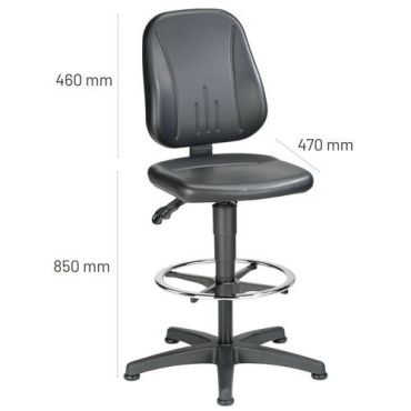 Bimos Unitec 9651-0551 tuoli - Keinonahka musta säädettävä korkeus 580-850 mm 10v takuu