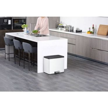 EKO - Roskakori polkimella Essential Recycler Step Bin 15+15 L valkoinen - Ruostumaton teräs - 30 L - Lajittelu