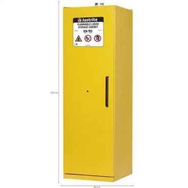 Justrite - En 90 minuutin turvakaappi 60 cm x 207 cm keltainen justrite