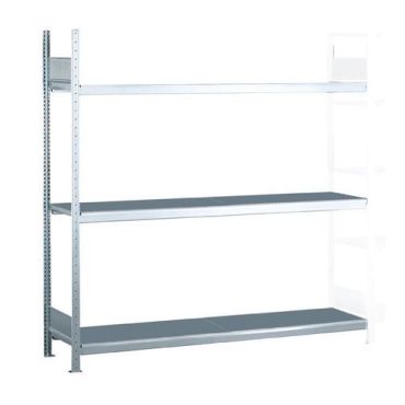 Schulte - Leveälokerohylly Easy-Fix jatko-osa 200x200x50 cm - 3 teräshyllytasoa - 400 kg/hyllytaso - Avoin pääty
