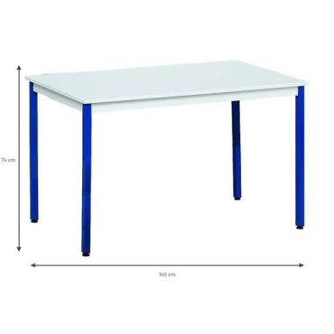 Manutan Expert - Pöytä Inez 140x70 cm - Harmaa/Sininen - 10 hengen kapasiteetti - 10 vuoden takuu
