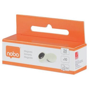 Nobo - Valkotaulumagneetti 24 mm valkoinen 300 g 10 kpl