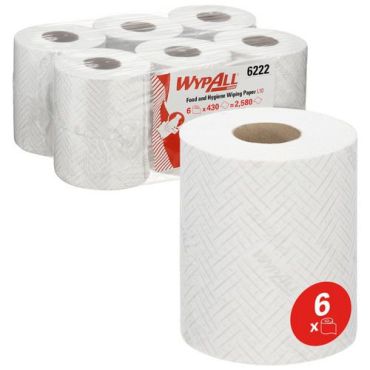 Wypall - Paperipyyhkeet Reach Food - Valkoinen - 1 kerros 430 arkkia/rulla - Tehokas ja hygieeninen
