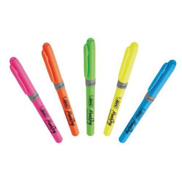 BIC - Korostuskynäsetti Highlighter Grip - 5 erilaista väriä - Viistetyt kärjet - Kierrätetty pakkaus