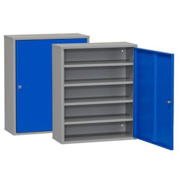 WFI - Työpajakaappi 4 hyllyllä - 660 x 280 x 800 mm - Teräs Sininen ovi - Kestävä säilytys