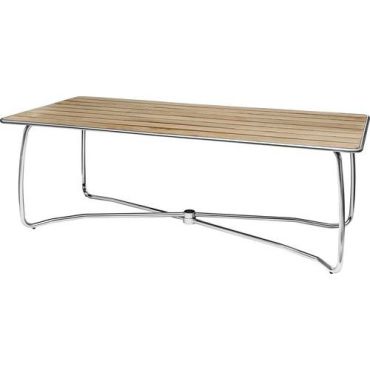 Hillerstorp - Pöytä spring 110x220 cm massiivinen teräslanka ja tiikki