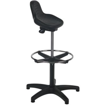 Manutan Expert - Työtuoli istuma-/seisomamalli jalkarenkaalla - Säädettävä korkeus 58-80cm - Ergonominen - 100kg kantavuus