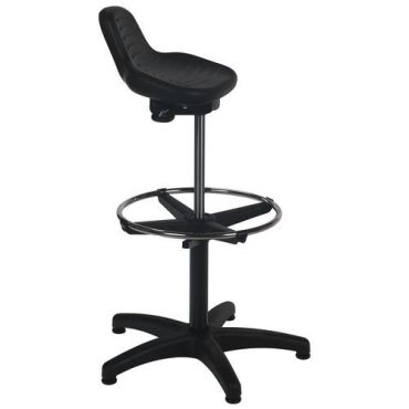 Manutan Expert - Työtuoli istuma-/seisomamalli jalkarenkaalla - Säädettävä korkeus 58-80cm - Ergonominen - 100kg kantavuus
