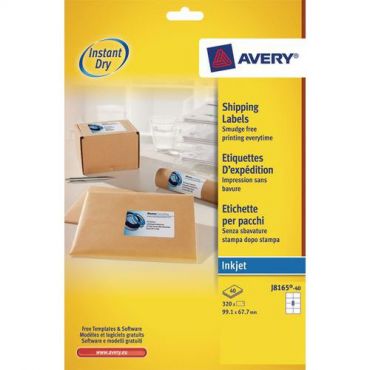 Avery - 320 mustesuihkuetiketin pakkaus 99,1x67,7 mm - valkoinen