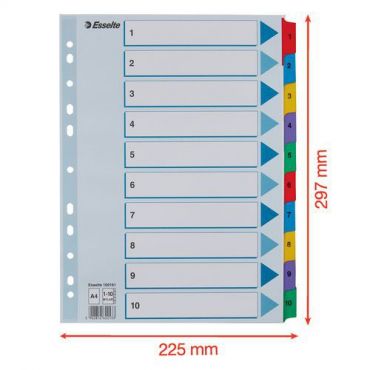 10 Kpl Pakkaus - Välilehdet Esselte Mylar A4 1-10,