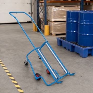 Fimm - Tynnyrikärry Universal vetoaisalla - 250 kg kapasiteetti - 60/220 L tynnyreille - Teräsjalusta - Sininen