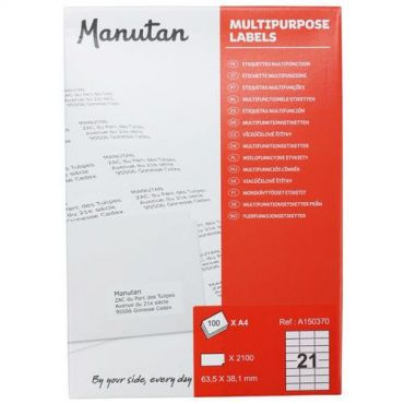 Manutan expert - 2100 itsekiinnittyvät etikettiä manutan 63,5x38,1 mm
