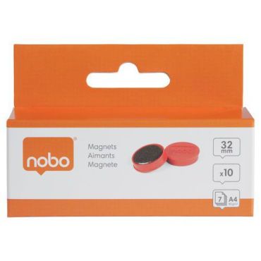 Nobo - Valkotaulumagneetti 32 mm punainen 800 g 10 kpl