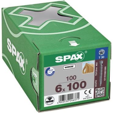 Spax - Ruuvit sylinterimäisellä täyskierteellä T-Star Plus Wirox 6x100 - 100 kpl - Ulkokäyttöön - Teräs