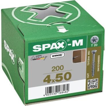 Spax - Universaaliruuvit T-Star Plus Wirox 4x50mm - 200 kpl laatikko - Sisä- ja ulkokäyttöön - Teräs