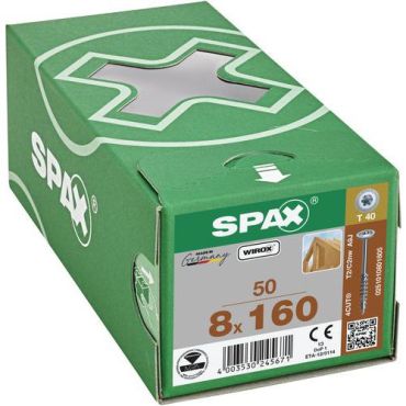 Spax - Puuruuvi levypäällä T-Star Plus Wirox 8x160 - 50 kpl - Teräs - Sisä- ja ulkokäyttöön