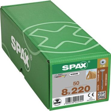 Spax - Puuruuvi levypäällä T-Star Plus Wirox 8x220 mm - 50 kpl laatikko - Teräs - Sisä- ja ulkokäyttöön