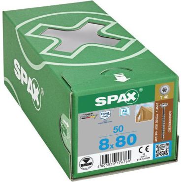Spax - Puuruuvi levypäällä täyskierre T-Star Plus 8x80 mm - Laatikko 50 kpl - Teräs - Sisä- ja ulkokäyttöön