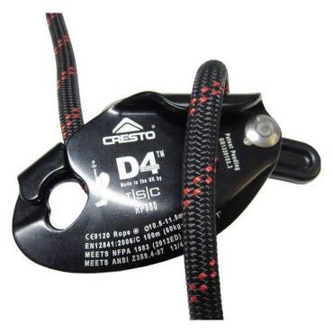Köysien säätökahva D4 Descender - Alumiini - 11.5 mm halkaisija - 240 kg kapasiteetti - Henkilökohtainen suojaus