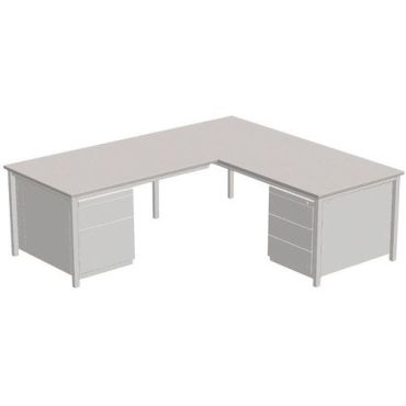 Robberechts - Kirjoituspöytä Combi Classic L-5 - Vasen paluupöytä - 180x200 cm - Vaaleanharmaa melamiini