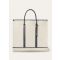 Loro Piana - Beam Tote Large Natural Canvas Rounded Leather, Man, Natural-Stonehenge/Antique Silver, Size: NR