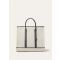 Loro Piana - Beam Tote Small Natural Canvas Rounded Leather, Man, Natural-Stonehenge/Antique Silver, Size: NR