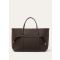 Loro Piana - Ghiera Shopper Large Fine Grained Leather, Woman, Dark Chocolate Licorice/Sun Gold, Size: NR