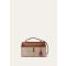 Loro Piana - Extra Bag L27 Silk Linen Chevron Rounded Leather, Woman, Venice Bricola/White/Golden Beach/Intense Espresso, Size: NR