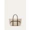 Loro Piana - Ghiera Shopper Small Belt Linen Jacq Rndd Lthr, Woman, Tartan/Salty Capers/Sun Gold, Size: NR