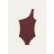 Loro Piana - One Shoulder One Piece Soft Touch Jersey, Woman, Garnet Glow, Size: 44