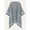 Loro Piana - Dani Poncho Cardo Veneziano Silk Habutai, Woman, Chalk/Deep Lagoon Water, Size: NR