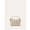 Loro Piana - Lp Travel Pouch Striped Canvas/rounded Leather, Woman, Blue/Ecru/Dark Chocolate/Sun Gold, Size: NR