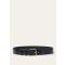 Loro Piana - Mayfair Belt 32 Mm Rounded Satin Leather, Woman, Blue Navy/Sun Gold, Size: M