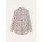 Loro Piana - Thea Korean Collar Shirt Piot Fireworks Linen, Woman, White/Cherry Wine, Size: 42