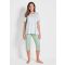 Pyjama, jossa vajaamittaiset hihat ja 3/4-mittaiset housut - valkoinen / mintunvihreä - Gr. 18/19 - Goldner Fashion