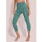 Vajaamittaiset leggingsit leveällä vyötärönauhalla - turkoosi / kuvioll. - Gr. XS - Goldner Fashion