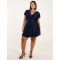 Curve Mesh Wrap Dress - 22/24 / NAVY