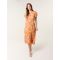 Ruffle Sleeve Elasticated Midi Dress - 12 / ORANGE