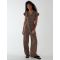 Jumpsuit With Ruffle Sleeve And Wrap Front - 8 / BROWN