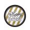 Mustankultaiset kartonkilautaset Happy Birthday-tekstillä 23 cm - 8 kpl