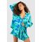 Ensemble Imprimé Abstrait Avec Chemise Et Short Flare - Bleu Azur - 38, Bleu Azur