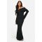Robe Longue Texturée À Col Bateau - Noir - 42, Noir