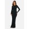 Robe Longue Texturée Nouée - Noir - 44, Noir