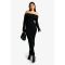 "Tall" - Robe Longue Côtelée À Col Bateau - Noir - L, Noir
