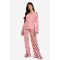 Ensemble De Pyjama À Imprimé Cœur Avec Chemise Et Pantalon - Rouge - 36, Rouge