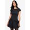 Robe Patineuse Tissée À Manches Capées - Noir - 42, Noir