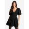 Robe Babydoll À Manches Bouffantes - Noir - 42, Noir