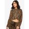 Crop Top À Col Montant Et Imprimé Léopard - Leopard - 42, Leopard