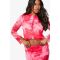 Crop Top À Col Montant Et Fleurs - Rose - 36, Rose