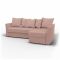 IKEA - Holmsund Sofabed with Chaiselongue, Blush, Linen - Bemz